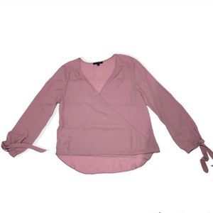 Lily Black Mauve Sheer Flowy VNeck Crossover top